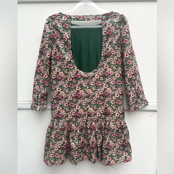 NEW Free People Floral Dress Women XS The Avenue Mini Cottagecore Emerald/pink - Picture 15 of 16